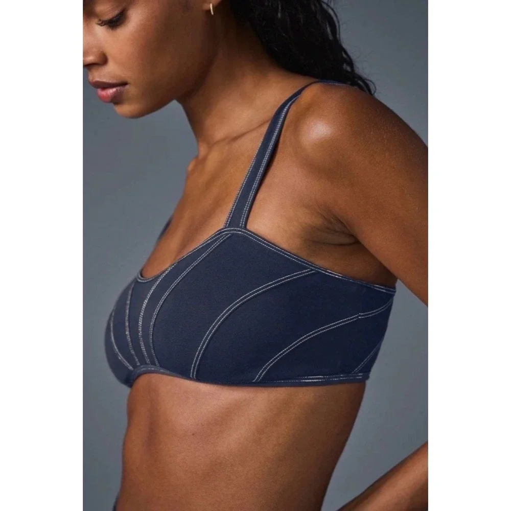 Alo Yoga Alosoft Sunray Bra and High Waist Legging Set Navy Blue Medium